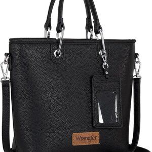Fashionable Black Tote Handbag for Women: Roomy Design with Card Holder Included